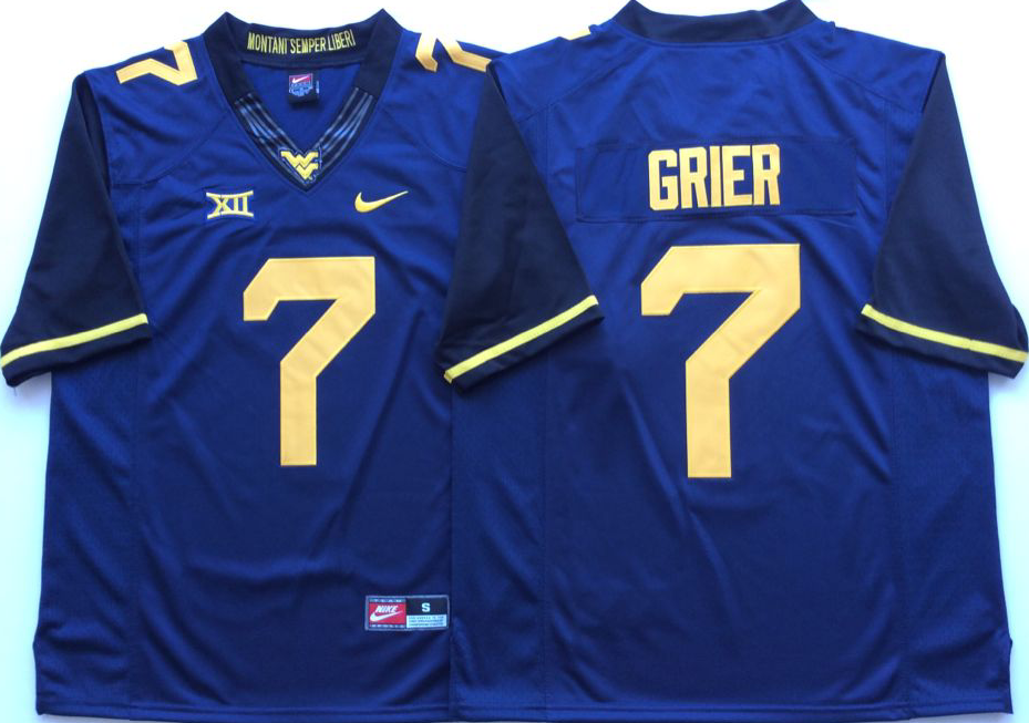 NCAA Men West Virginia Mountaineers Blue #7 GRIER->ncaa teams->NCAA Jersey